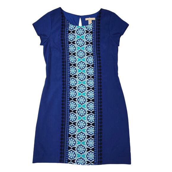 Banana Republic Wom Sz 6 Blue Short Sleeve Dress Office Professional Spring EUC - Picture 2 of 12